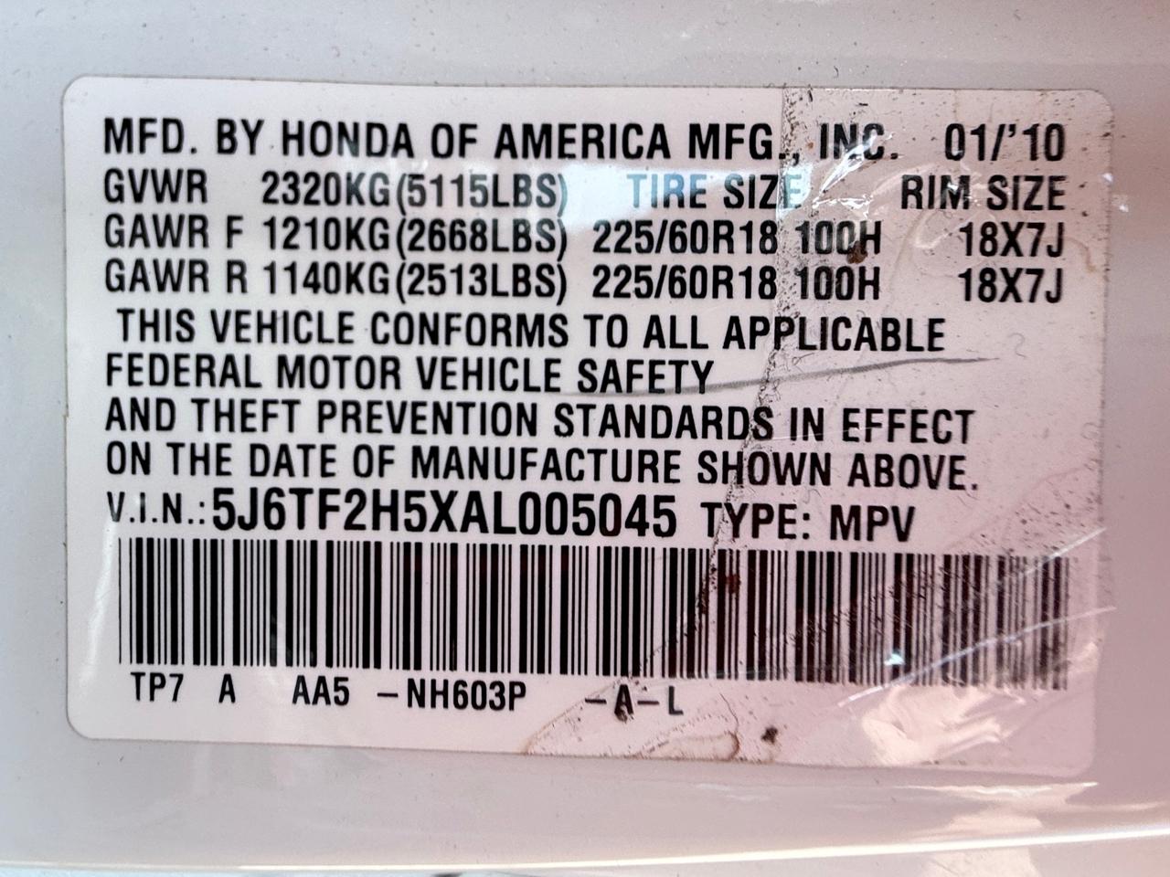 Honda Accord Crosstour EX-L 4WD 5-Spd AT 2010