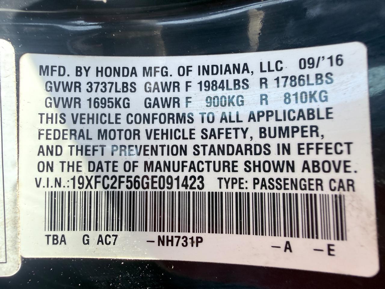 Honda Civic LX Sedan CVT 2016
