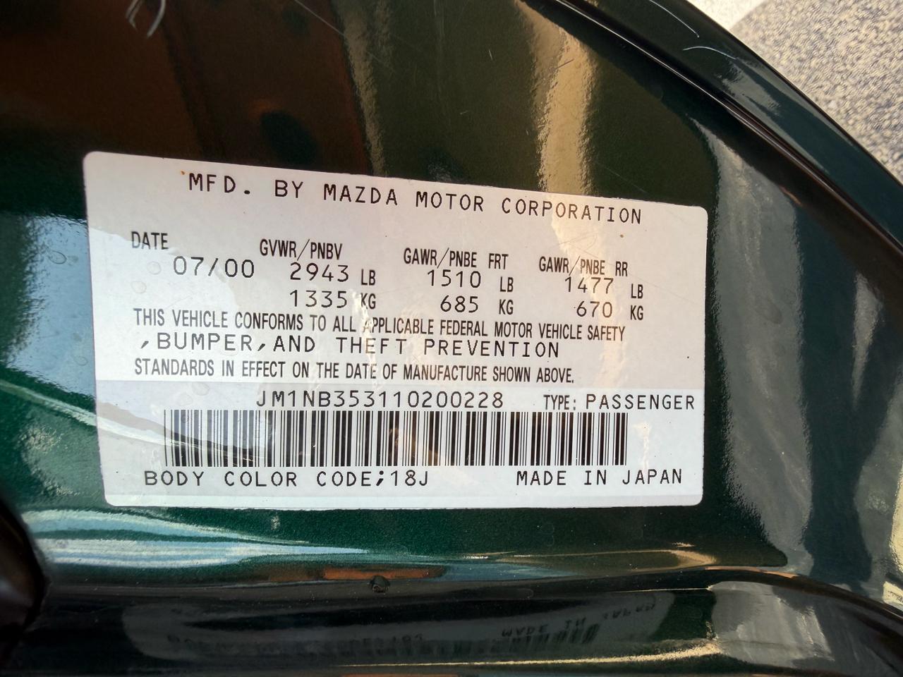 Mazda MX-5 Miata Base 2001