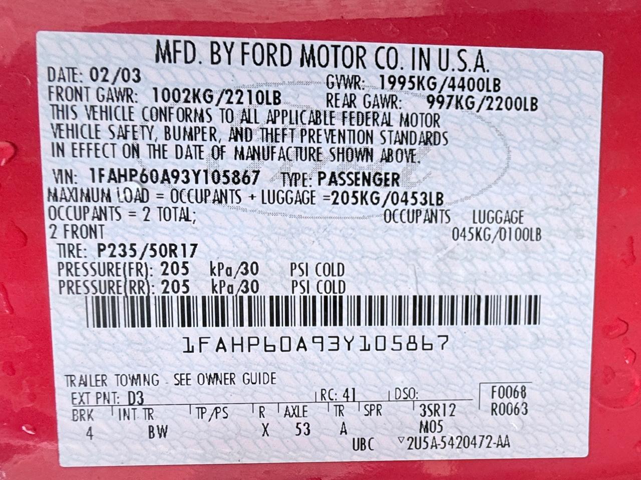 Ford Thunderbird Deluxe 2003