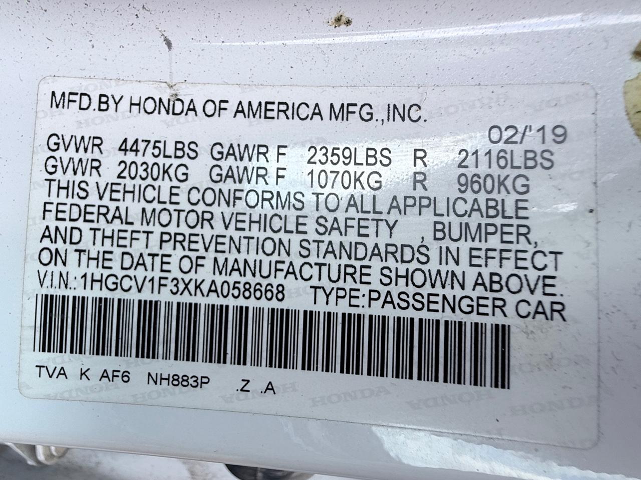 Honda Accord Sport CVT 2019