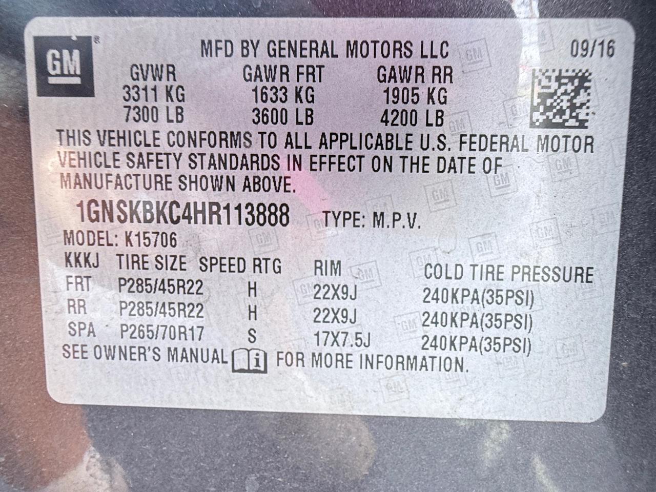 Chevrolet Tahoe LT 4WD 2017