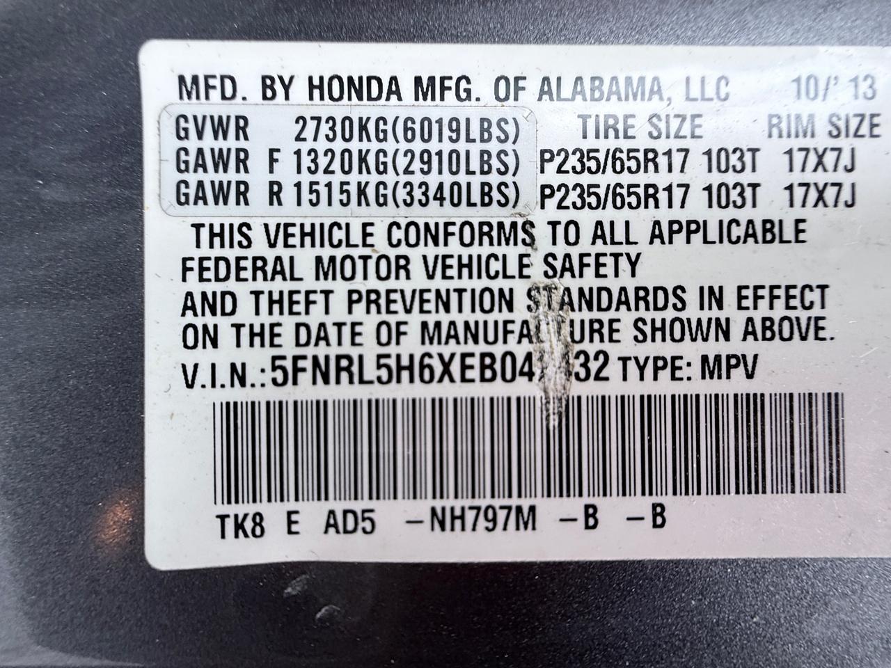 Honda Odyssey EX-L 2014