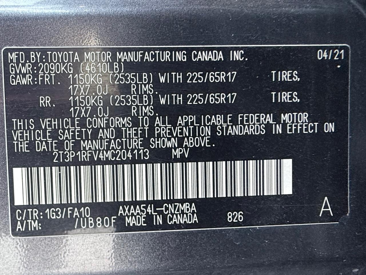 Toyota RAV4 XLE AWD 2021
