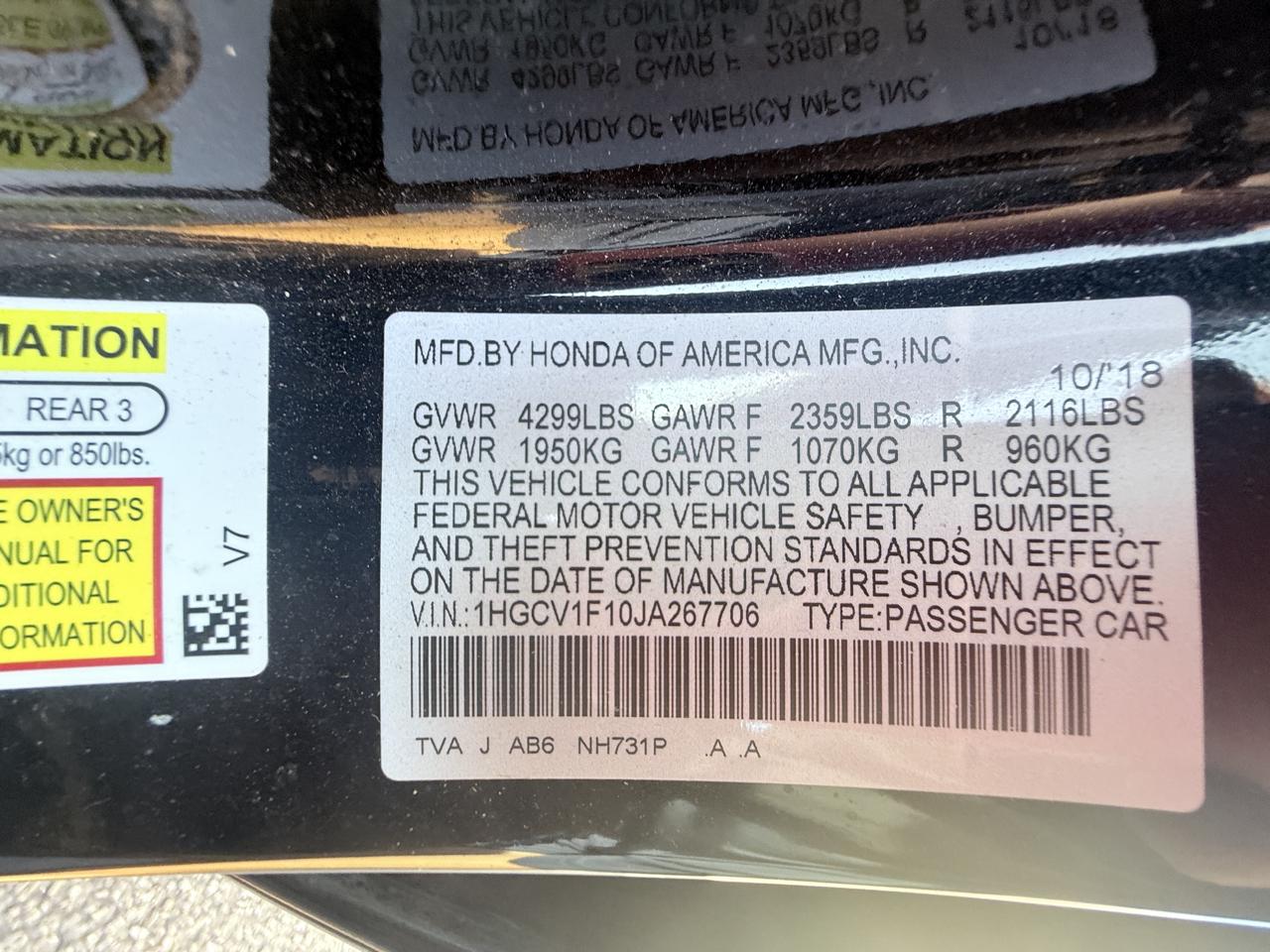 Honda Accord LX CVT 2018