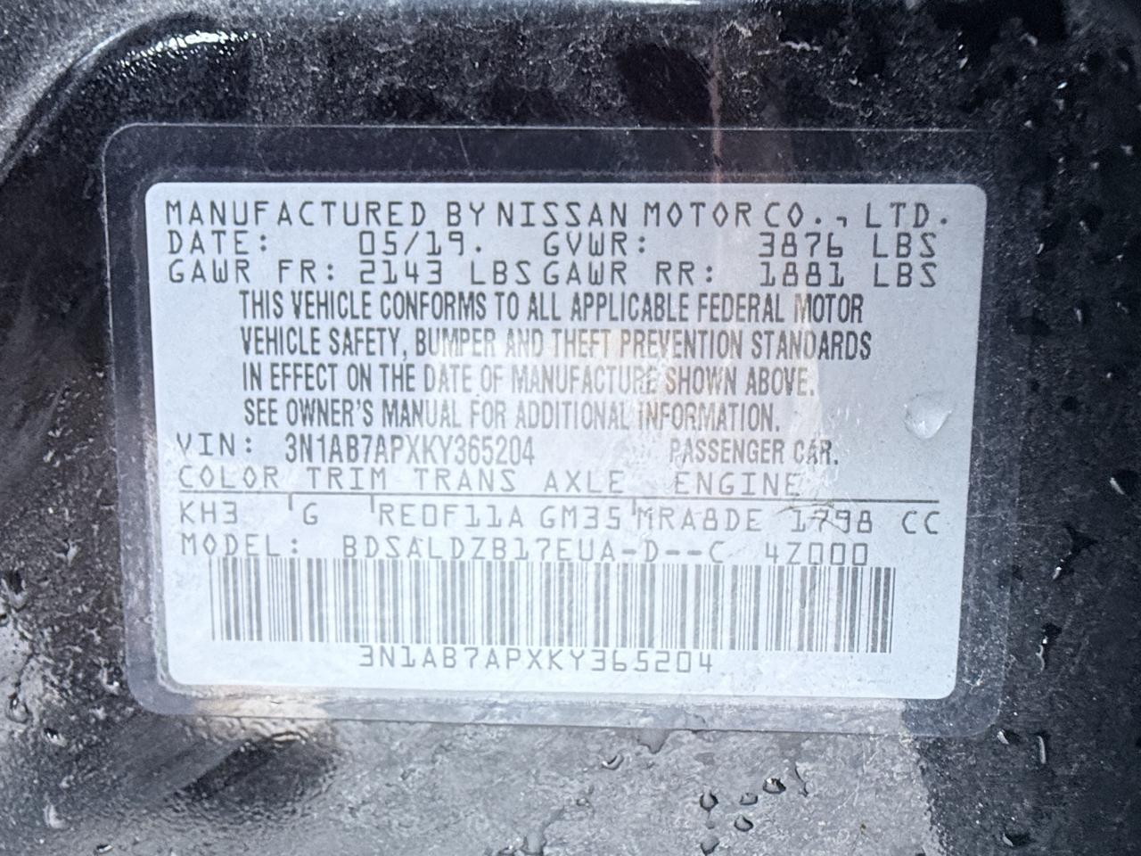 Nissan Sentra S CVT 2019