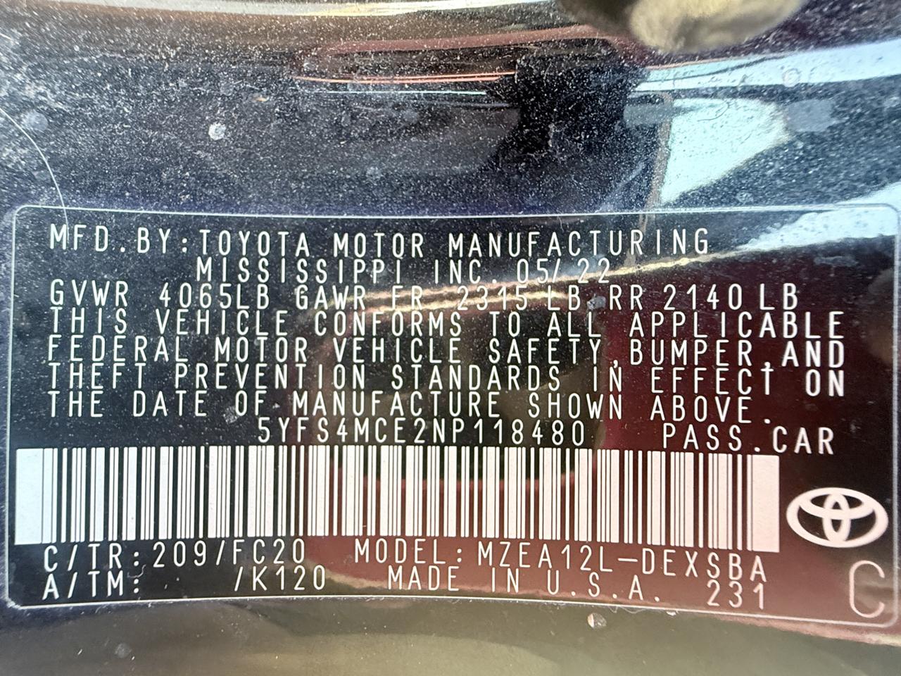 Toyota Corolla SE 2022