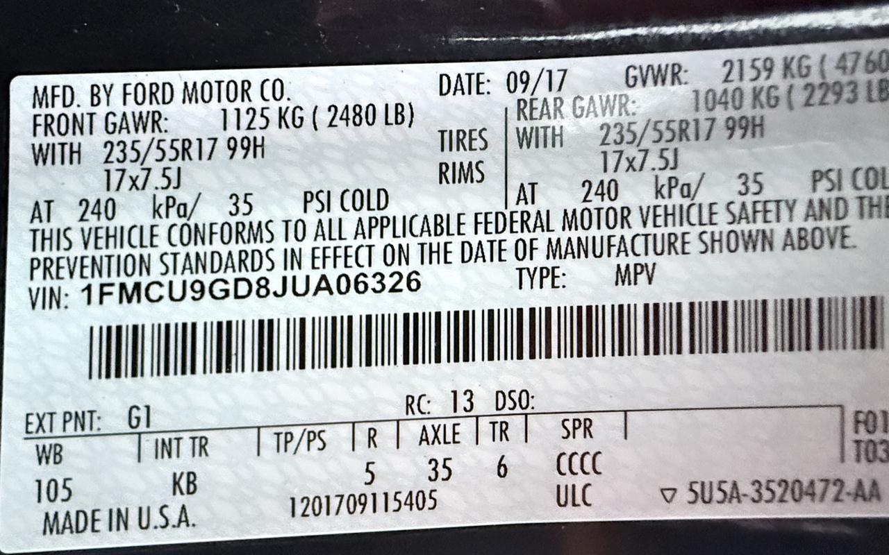 Ford Escape SE 4WD 2018