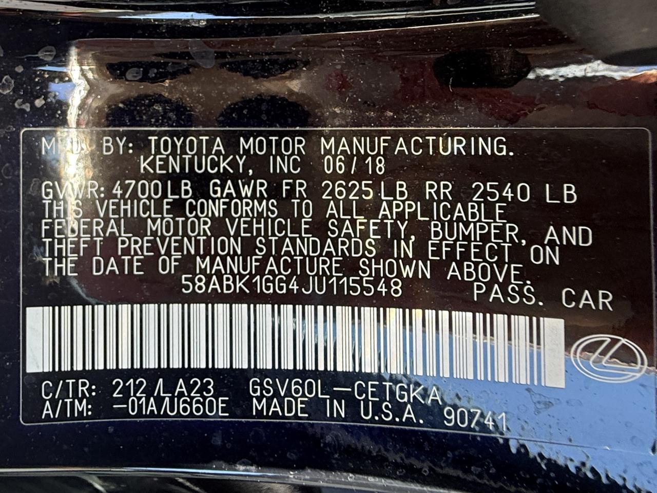 Lexus ES 350 Sedan 2018