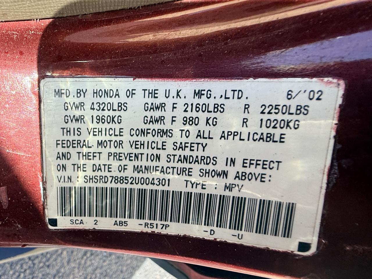 Honda CR-V EX 4WD 2002
