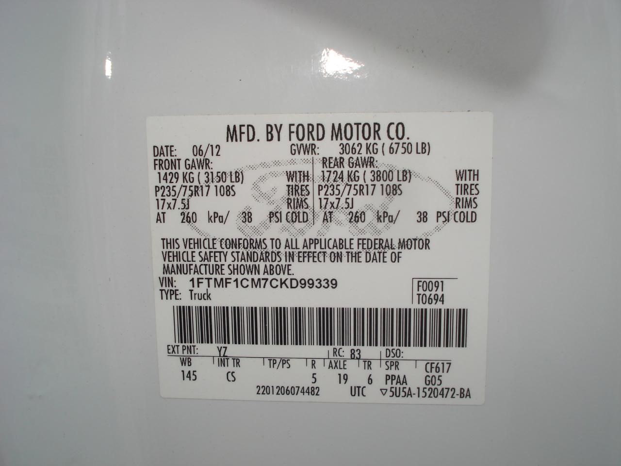 Ford F-150 XL 8-ft. Bed 2WD 2012