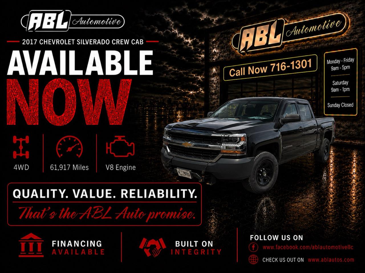 2017 Chevrolet Silverado 1500 4WD Crew Cab 143.5" Work Truck