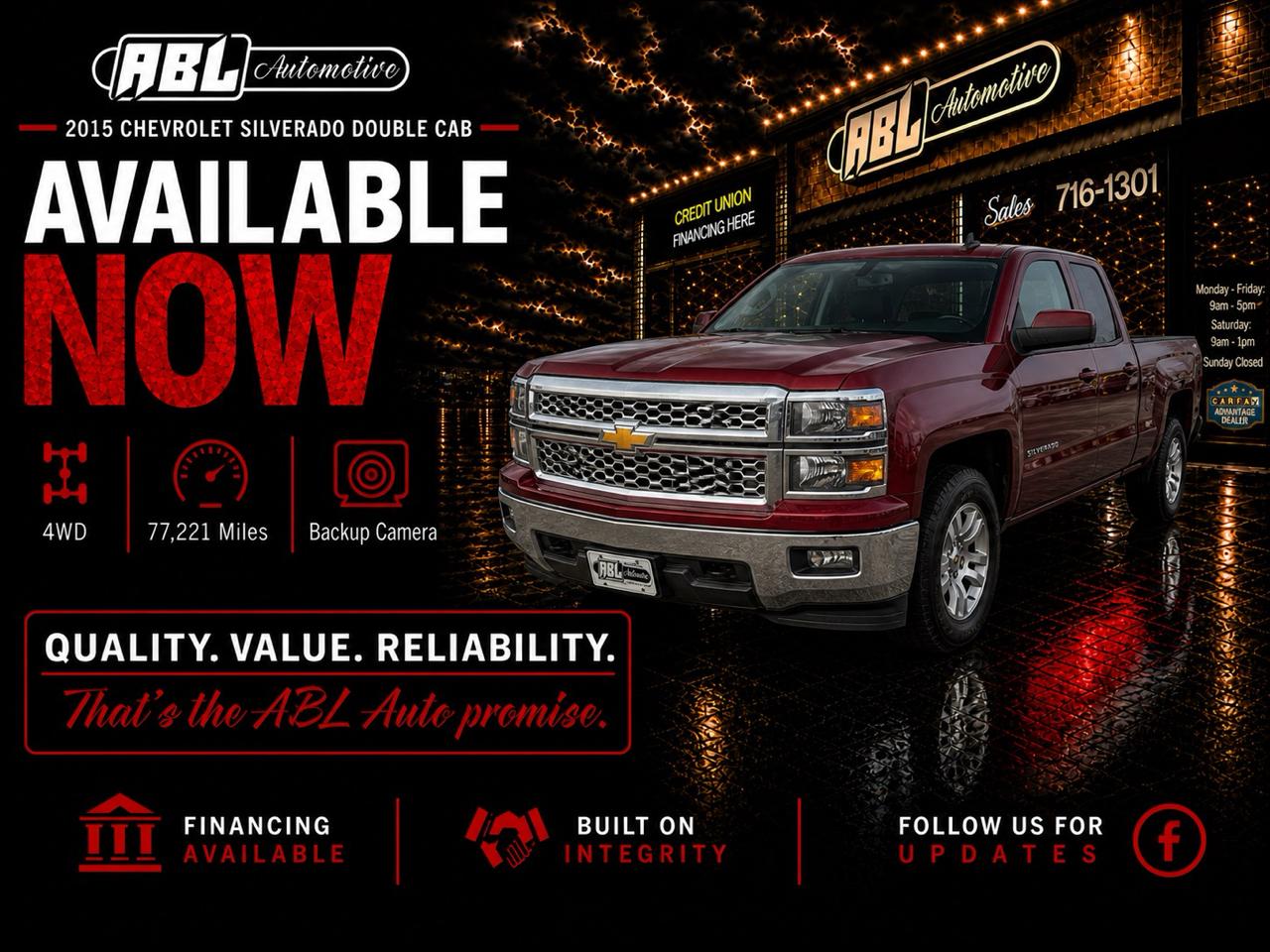 2015 Chevrolet Silverado 1500 4WD Double Cab 143.5" LT w/1LT