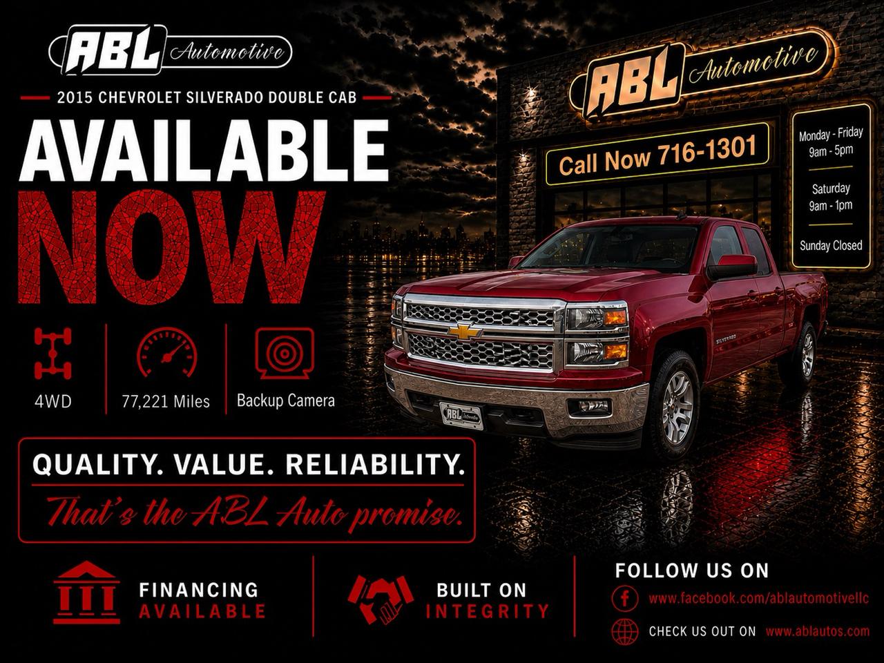 2015 Chevrolet Silverado 1500 4WD Double Cab 143.5" LT w/1LT