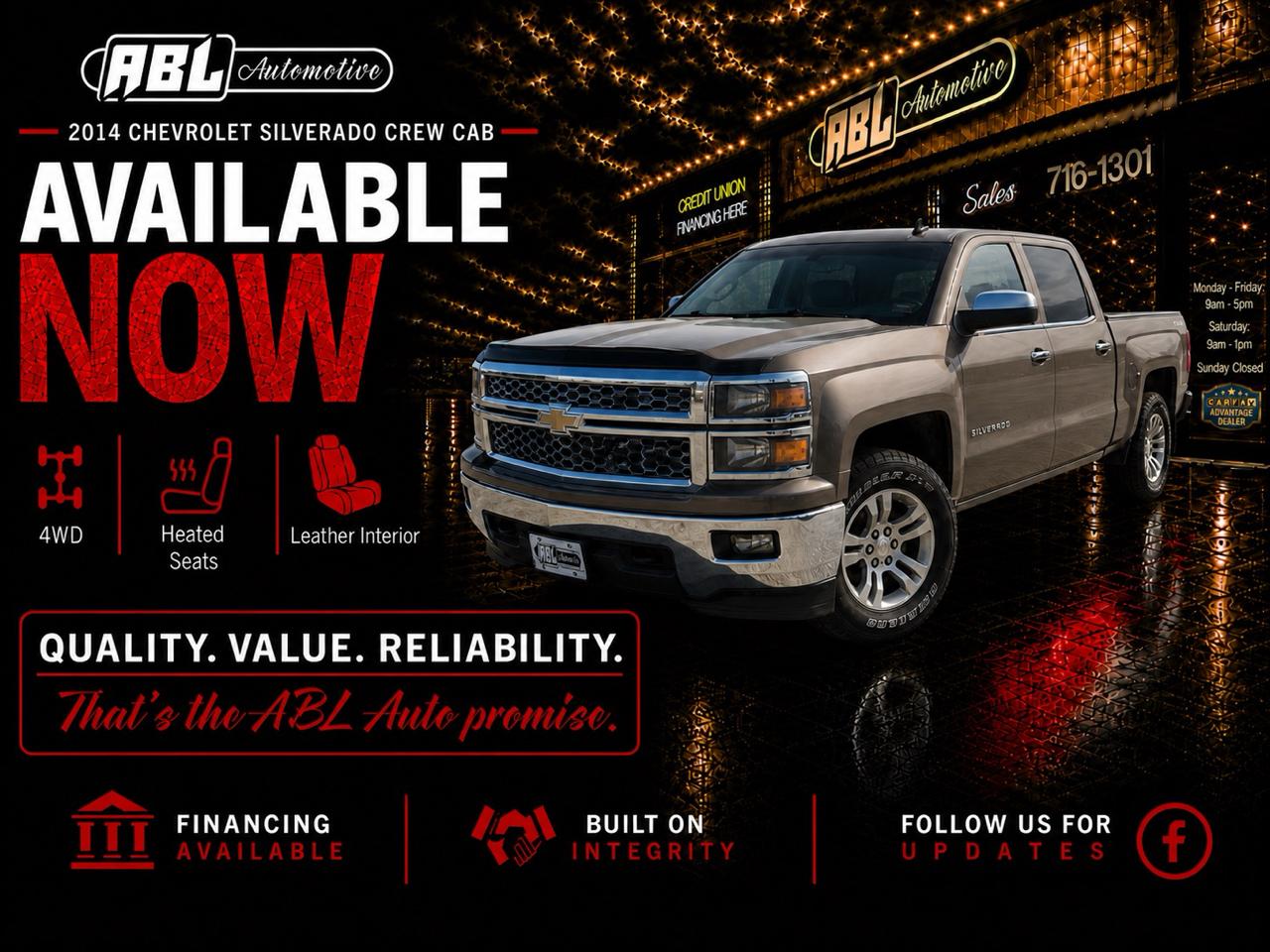 2014 Chevrolet Silverado 1500 4WD Crew Cab 153.0" LT w/1LT