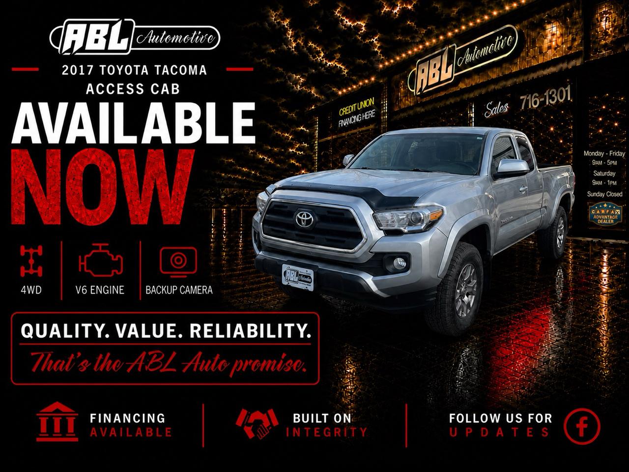 2017 Toyota Tacoma SR5 Access Cab 6' Bed V6 4x4 AT (Natl)