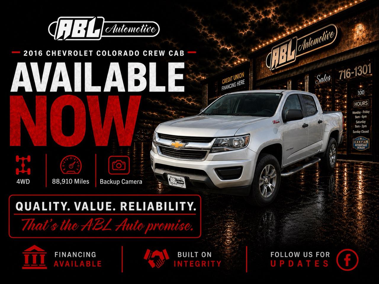 2016 Chevrolet Colorado 4WD Crew Cab 128.3" WT