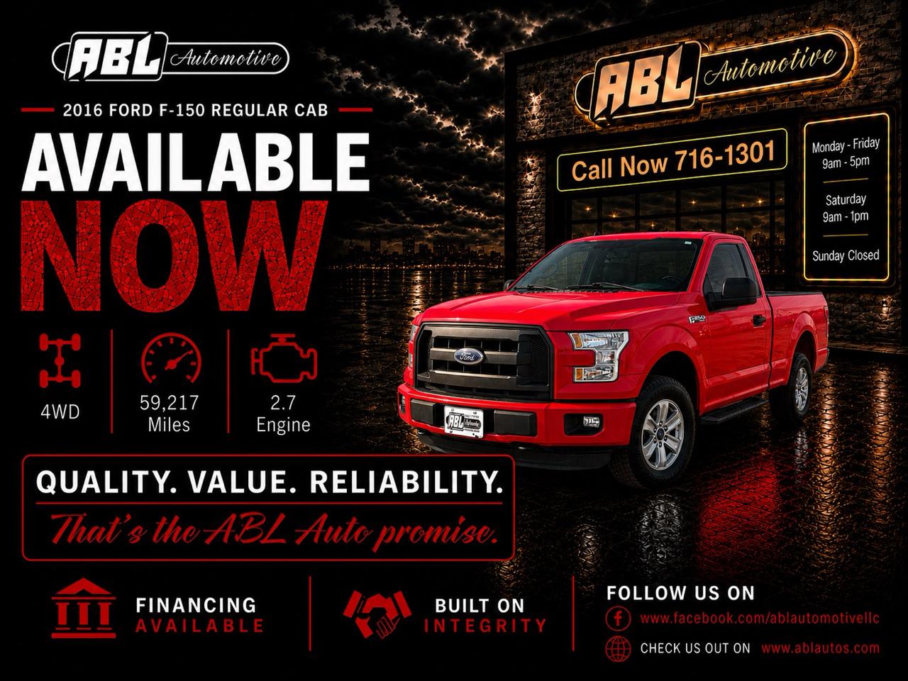 2016 Ford F-150 4WD Reg Cab 122.5" XL