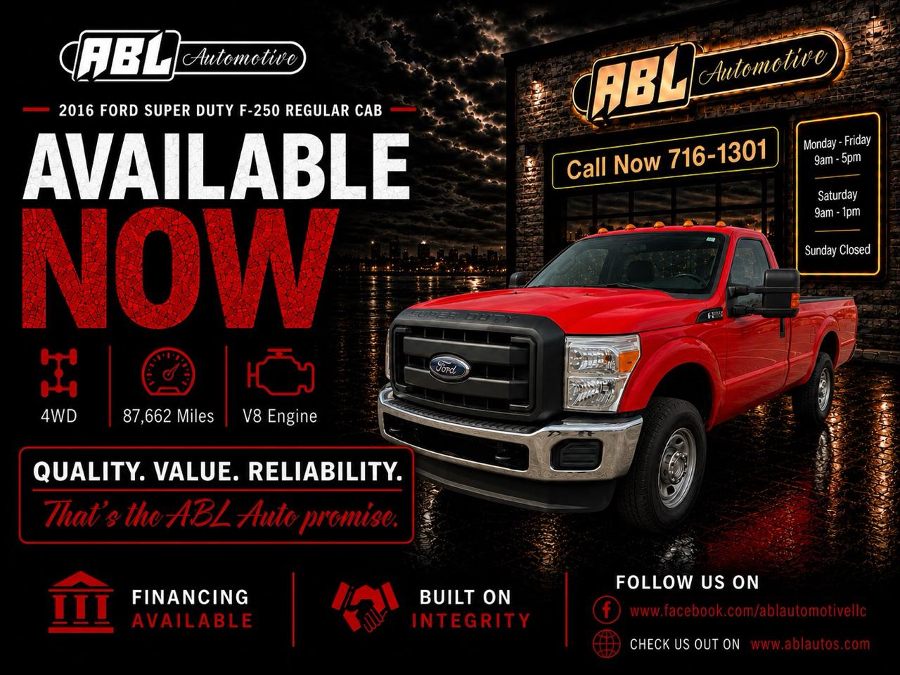 2016 Ford Super Duty F-250 SRW 4WD Reg Cab 137" XL