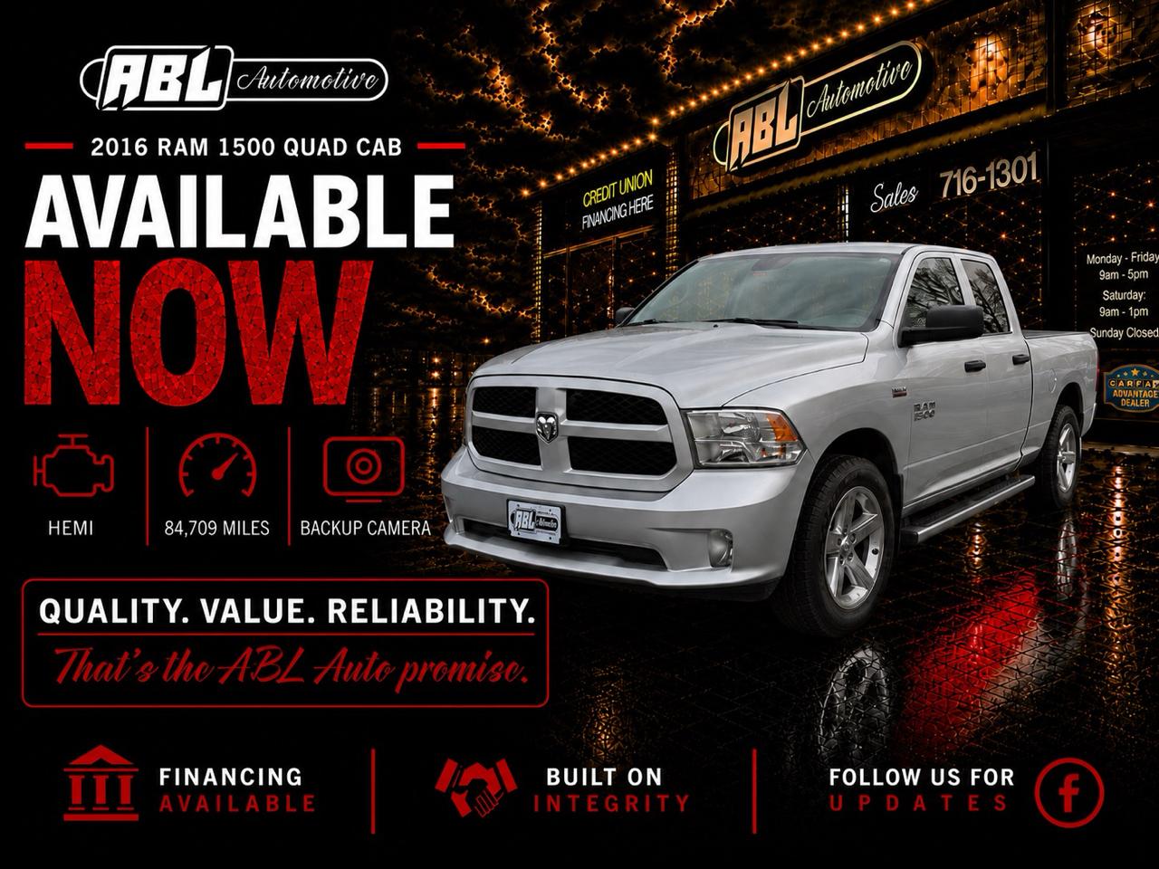 2016 RAM 1500 4WD Quad Cab 140.5" Express