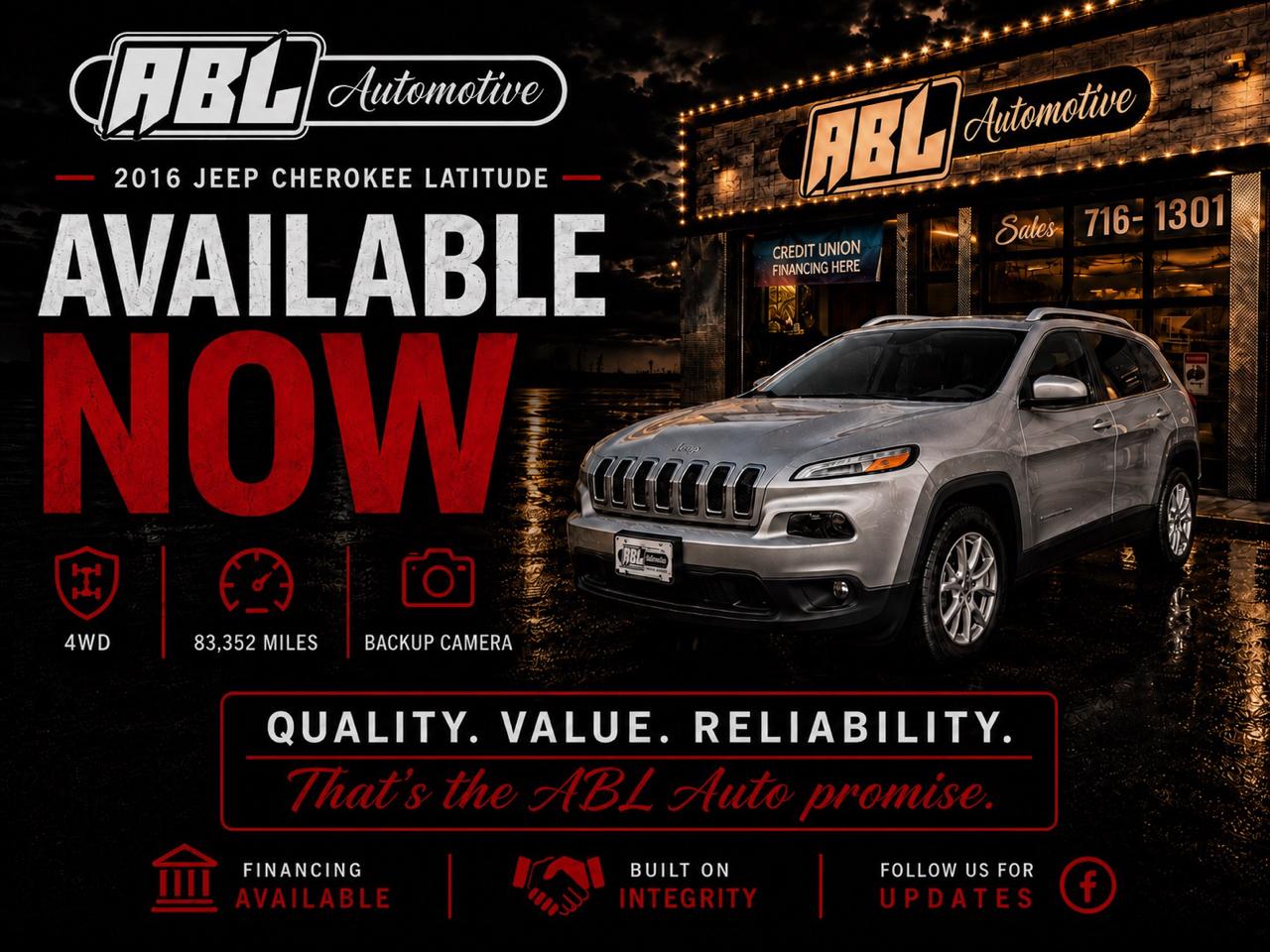 2016 Jeep Cherokee 4WD 4dr Latitude