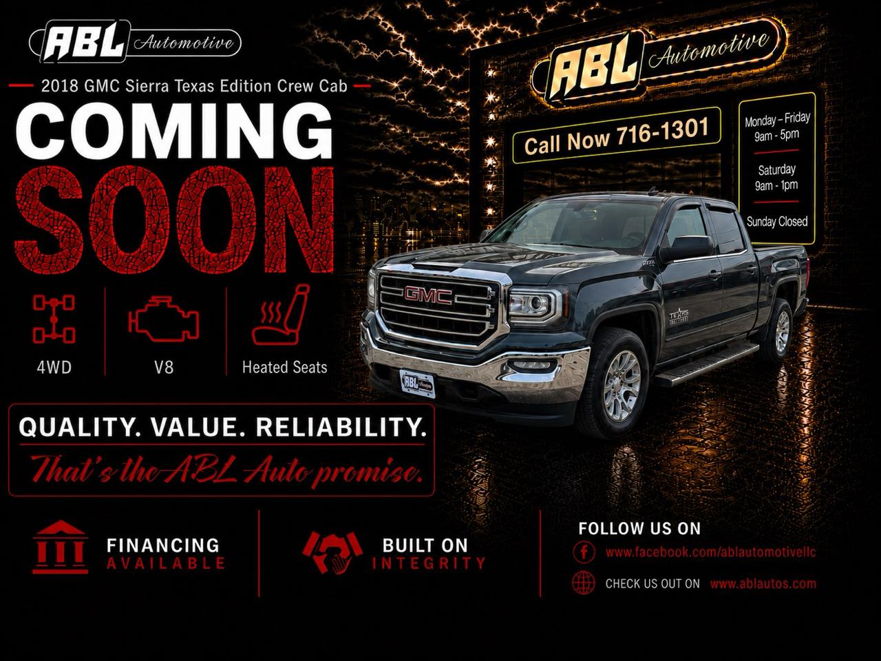 2018 GMC Sierra 1500 4WD Crew Cab 143.5" SLE