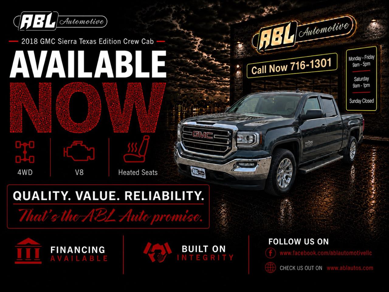 2018 GMC Sierra 1500 4WD Crew Cab 143.5" SLE