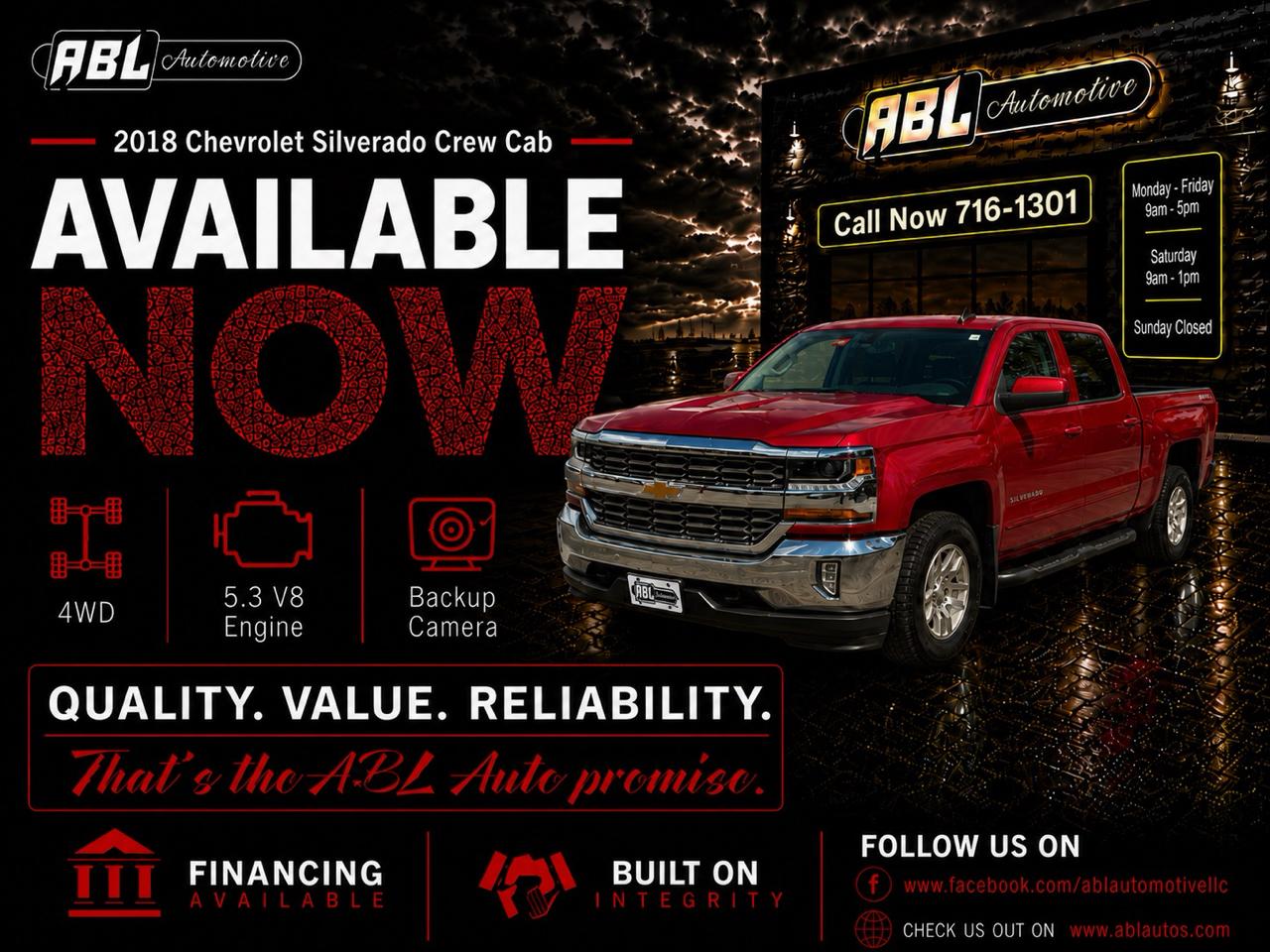 2018 Chevrolet Silverado 1500 4WD Crew Cab 143.5" LT w/1LT
