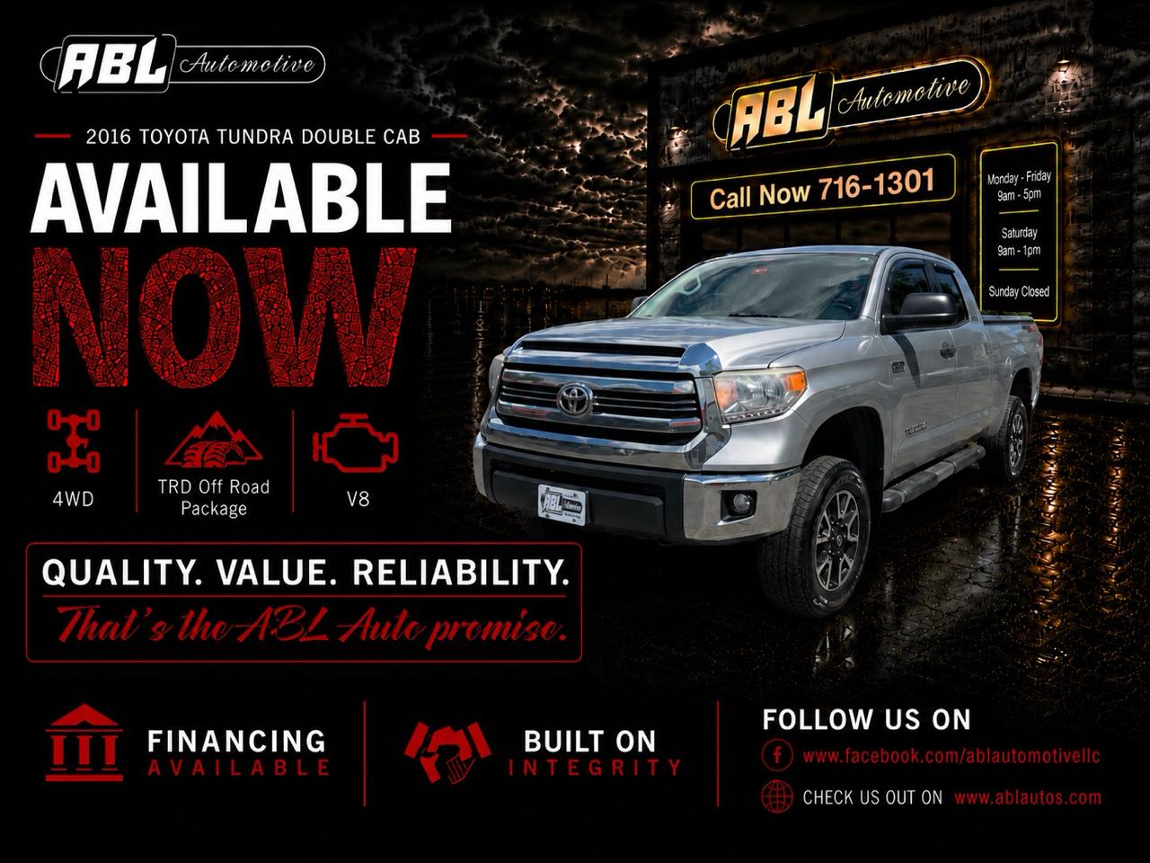 2016 Toyota Tundra 4WD Truck Double Cab 5.7L FFV V8 6-Spd AT SR5 (Natl)