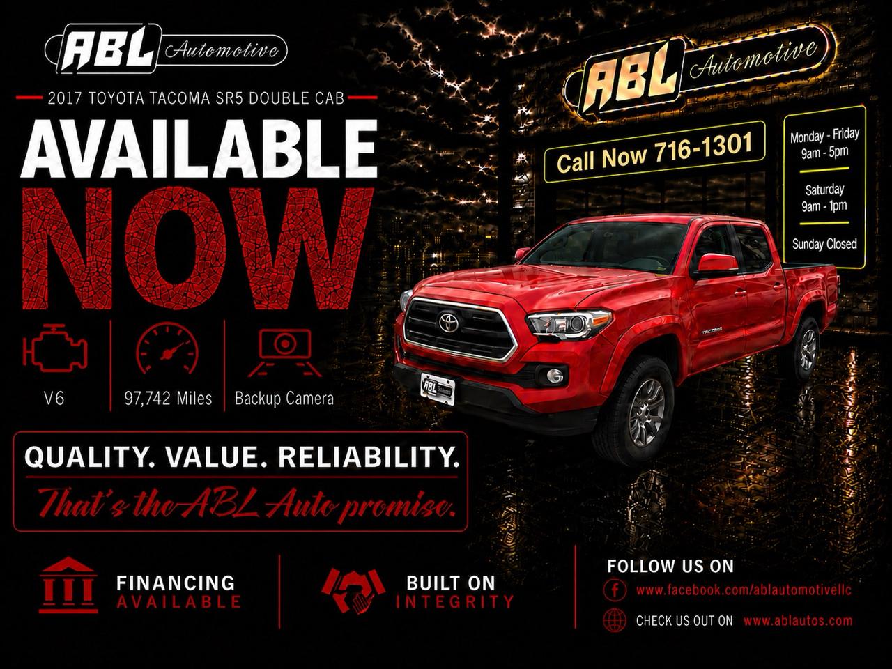 2017 Toyota Tacoma SR5 Double Cab 5' Bed V6 4x4 AT (Natl)