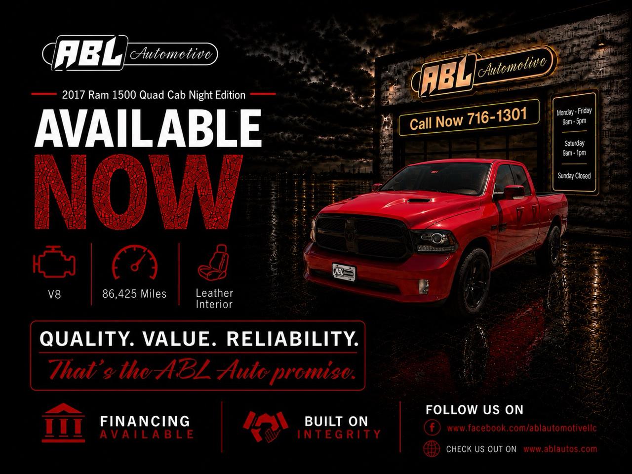 RAM 1500 Night 4x4 Quad Cab 6'4" Box 2017