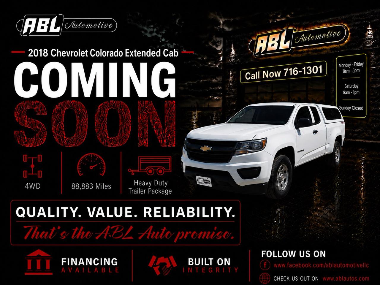 2018 Chevrolet Colorado 4WD Ext Cab 128.3" Work Truck