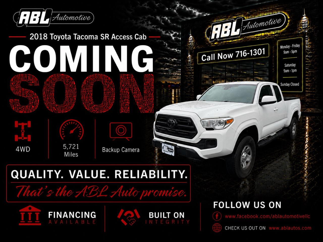 Toyota Tacoma SR5 Access Cab 6' Bed I4 4x4 AT (Natl) 2018