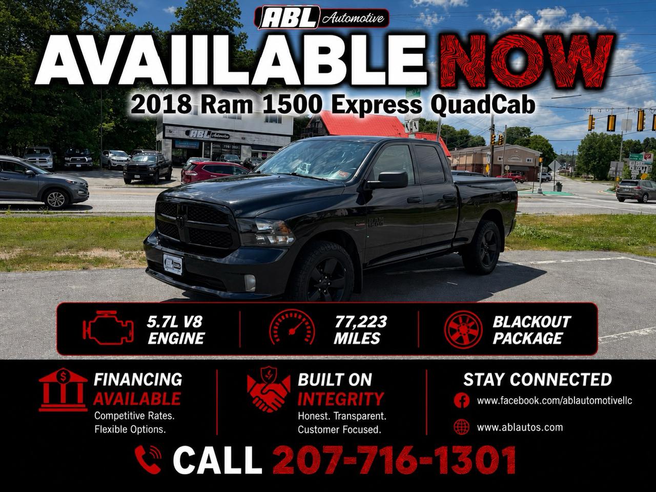 Black 2018 RAM 1500 Pickup Truck Four-Wheel Drive Automatic
