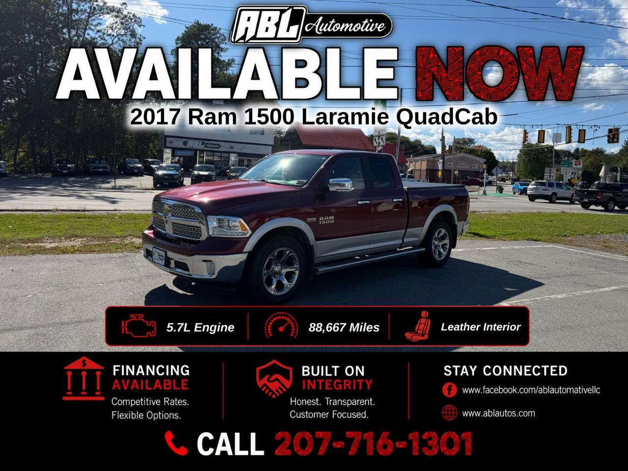 2017 RAM 1500 Laramie 4x4 Quad Cab 6'4" Box