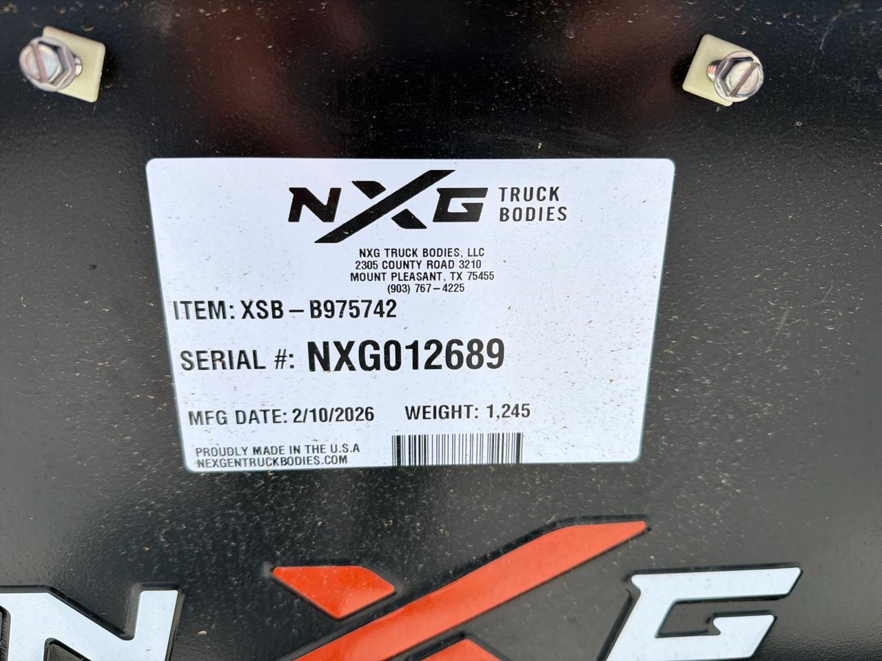 NXG Truck Bodies XSB  2026