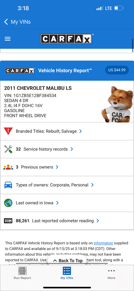 Chevrolet Malibu 4dr Sdn LS w/1LS 2011 Chevrolet Malibu 4dr Sdn LS w/1LS 2011