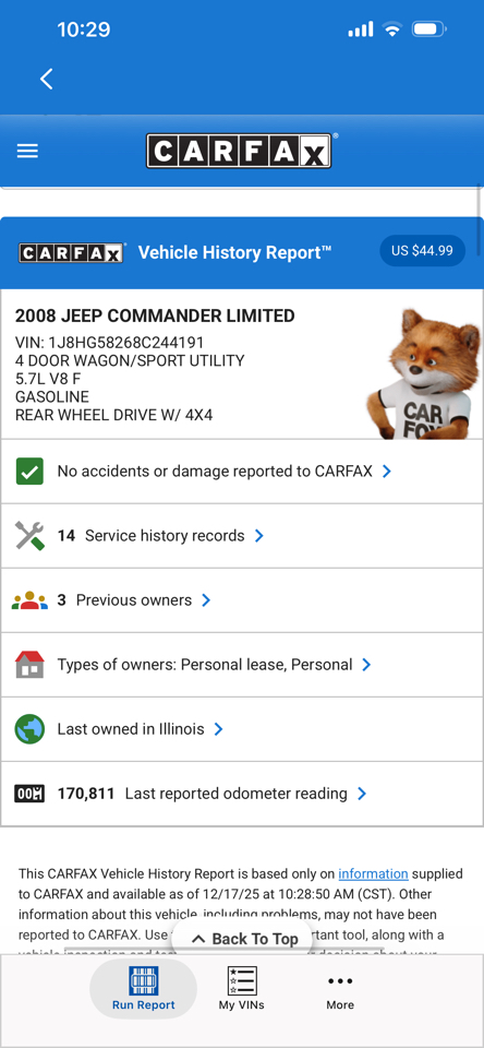 Jeep Commander 4WD 4dr Limited 2008