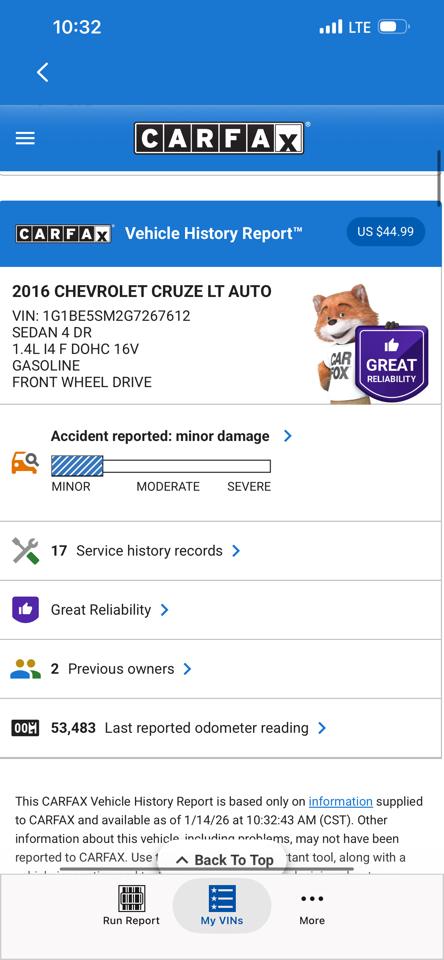 Chevrolet Cruze 4dr Sdn Auto LT 2016