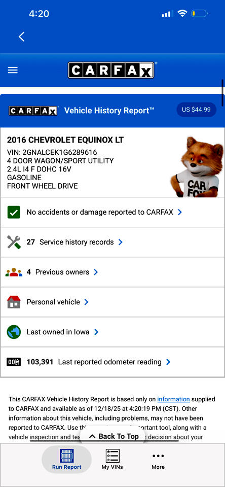 Chevrolet Equinox FWD 4dr LT 2016