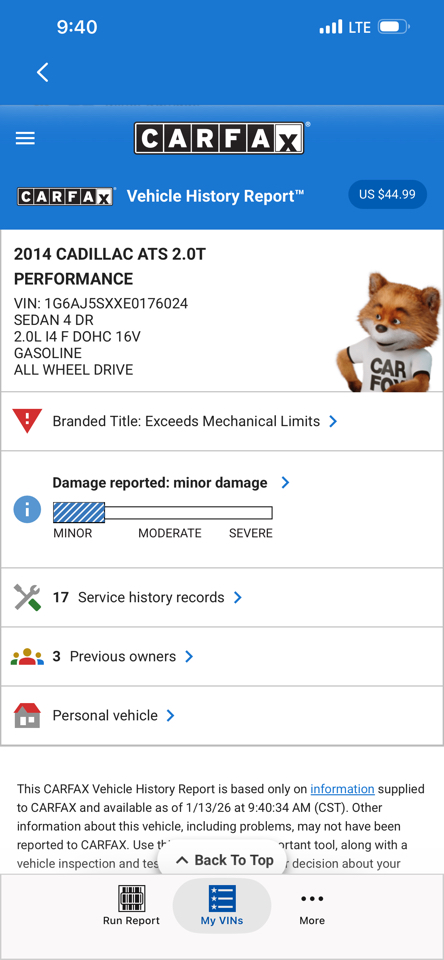 Cadillac ATS 4dr Sdn 2.0L Performance AWD 2014