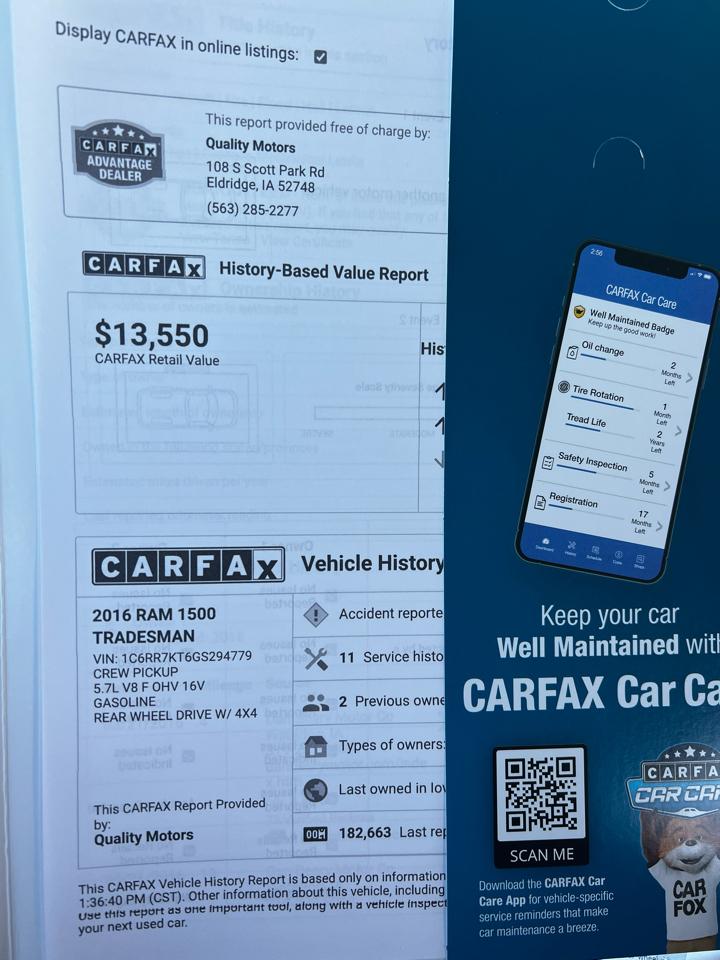 RAM 1500 4WD Crew Cab 140.5" Express 2016