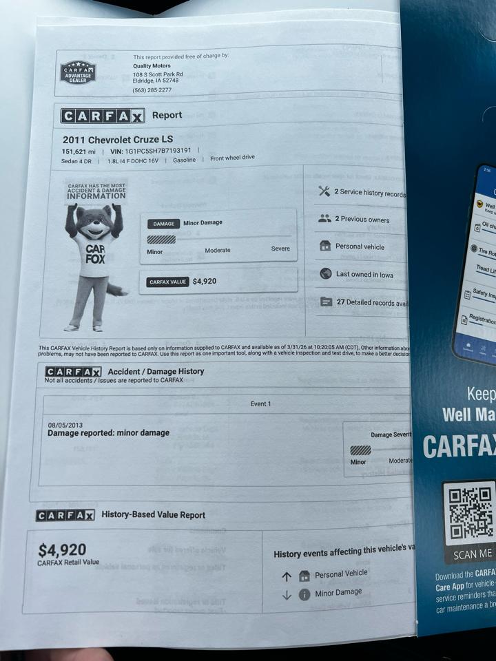 Chevrolet Cruze 4dr Sdn LS 2011