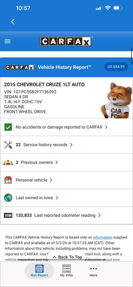 Chevrolet Cruze 4dr Sdn Auto 1LT 2015