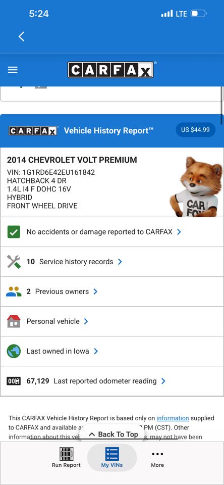 Chevrolet Volt 5dr HB 2014