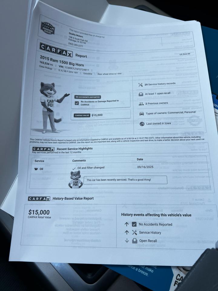 RAM 1500 4WD Crew Cab 140.5" Big Horn 2015