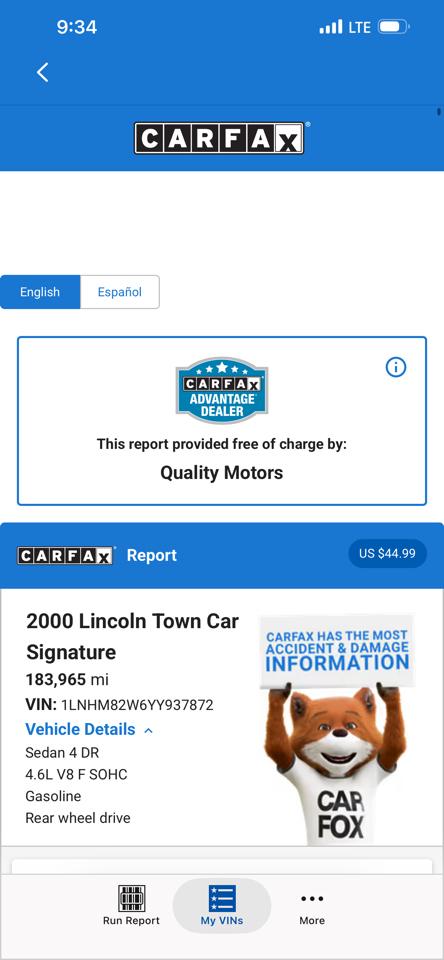 Lincoln Town Car 4dr Sdn Signature 2000