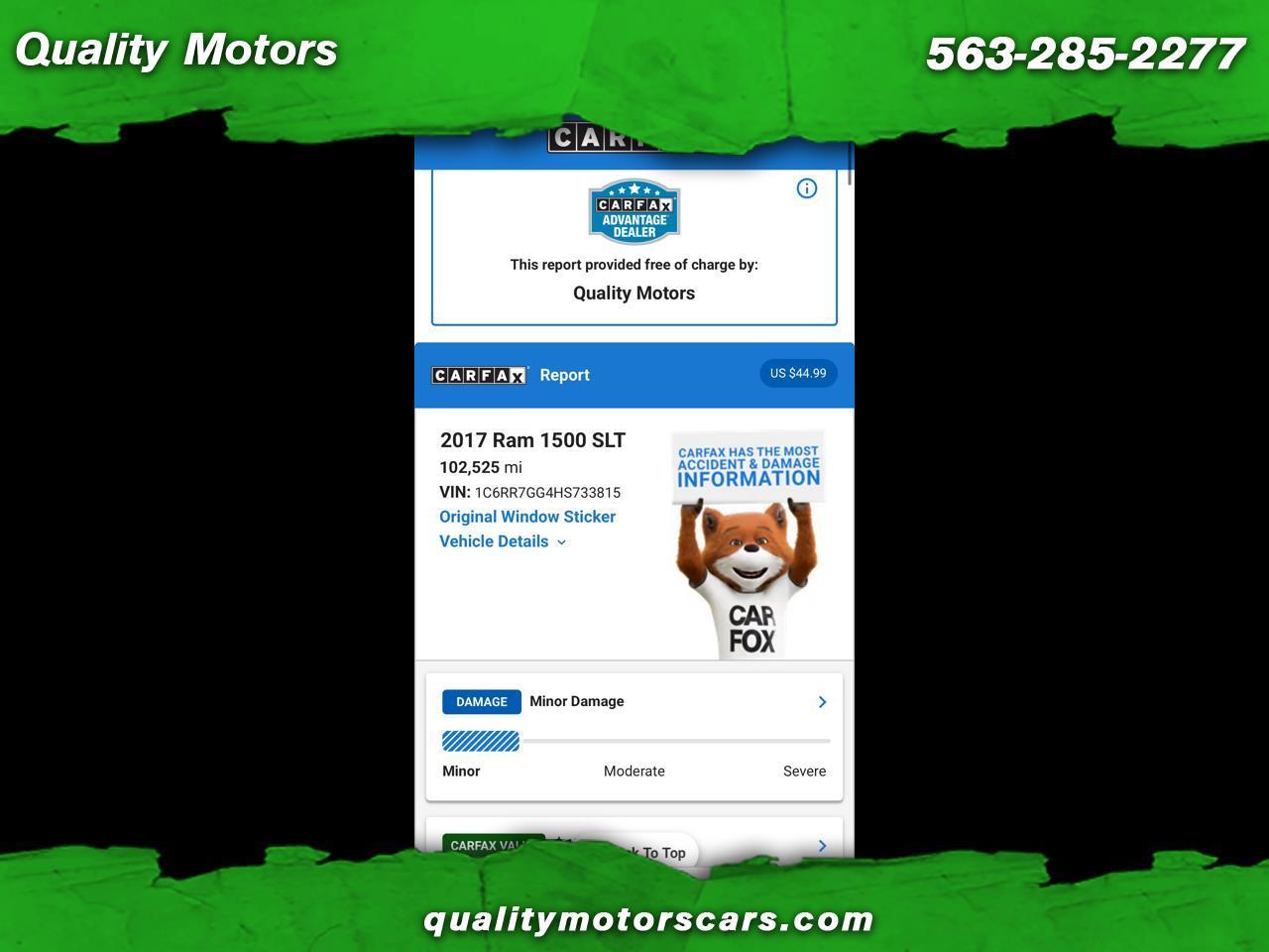 2017 RAM 1500 4WD Quad Cab 140.5" Outdoorsman