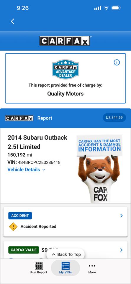 Subaru Outback 4dr Wgn H4 Auto 2.5i Limited 2014
