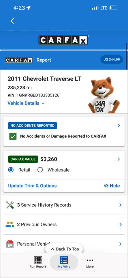 Chevrolet Traverse FWD 4dr LT w/1LT 2011